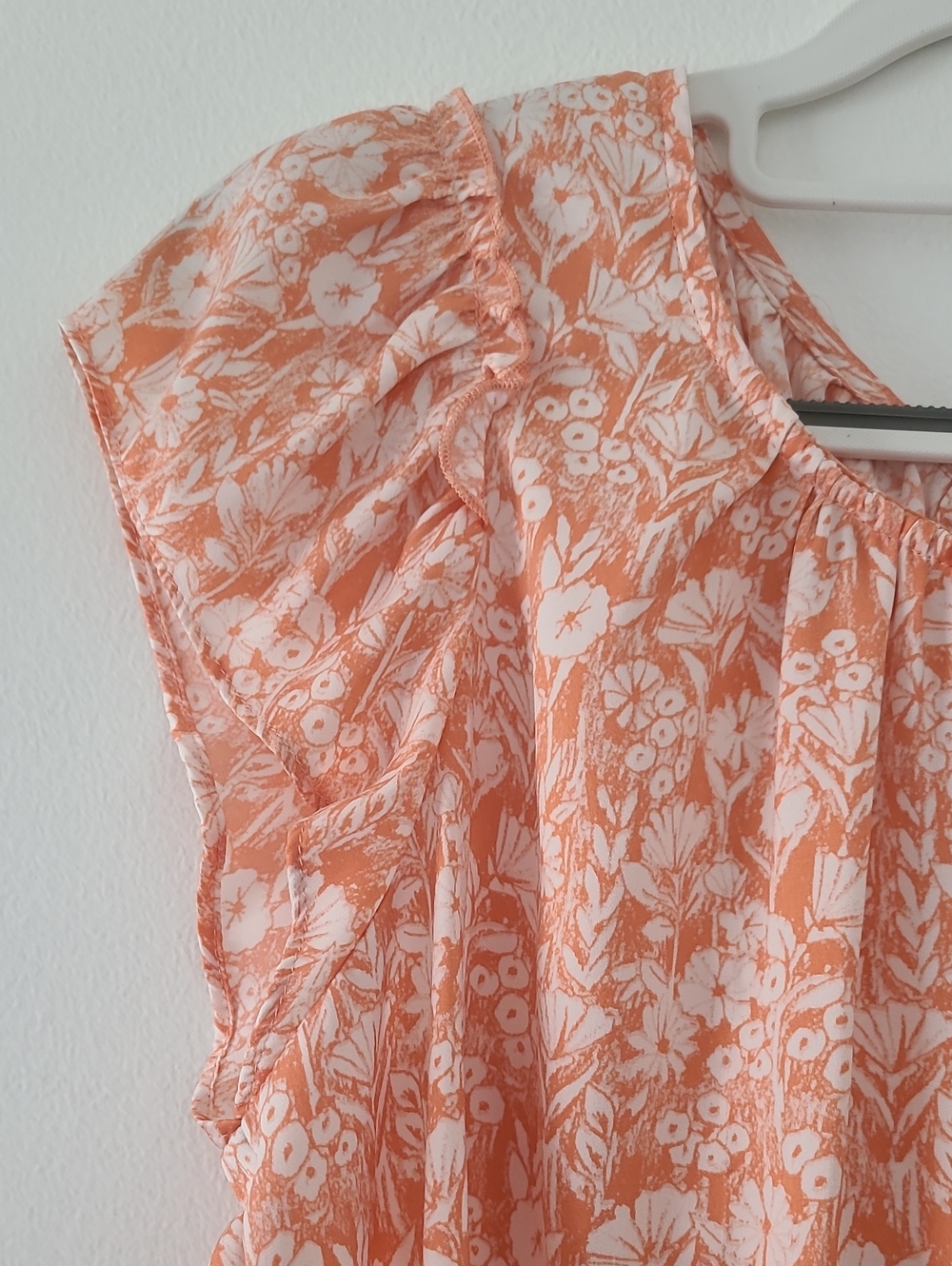 LC Lauren Conrad Women's Orange/White Floral Comfy Soft Business Casual Sz S - Picture 3 of 9